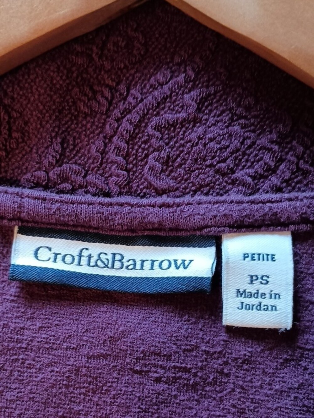 Croft & Barrow Plum Textured Scoop Neck Petite Top - Picture 2 of 7